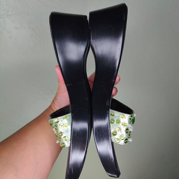 Connie Bling Green Y2K Platform Sandals - Picture 6 of 12